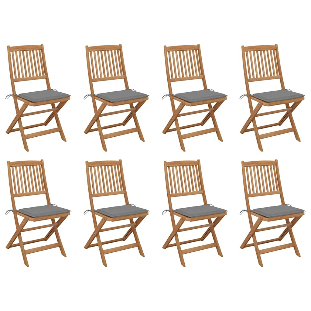 Tuinstoelen 8 st inklapbaar met kussens massief acaciahout is nu te koop bij PeponiXL, paradijselijk wonen!