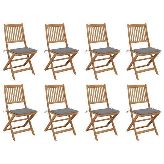 Tuinstoelen 8 st inklapbaar met kussens massief acaciahout is nu te koop bij PeponiXL, paradijselijk wonen!