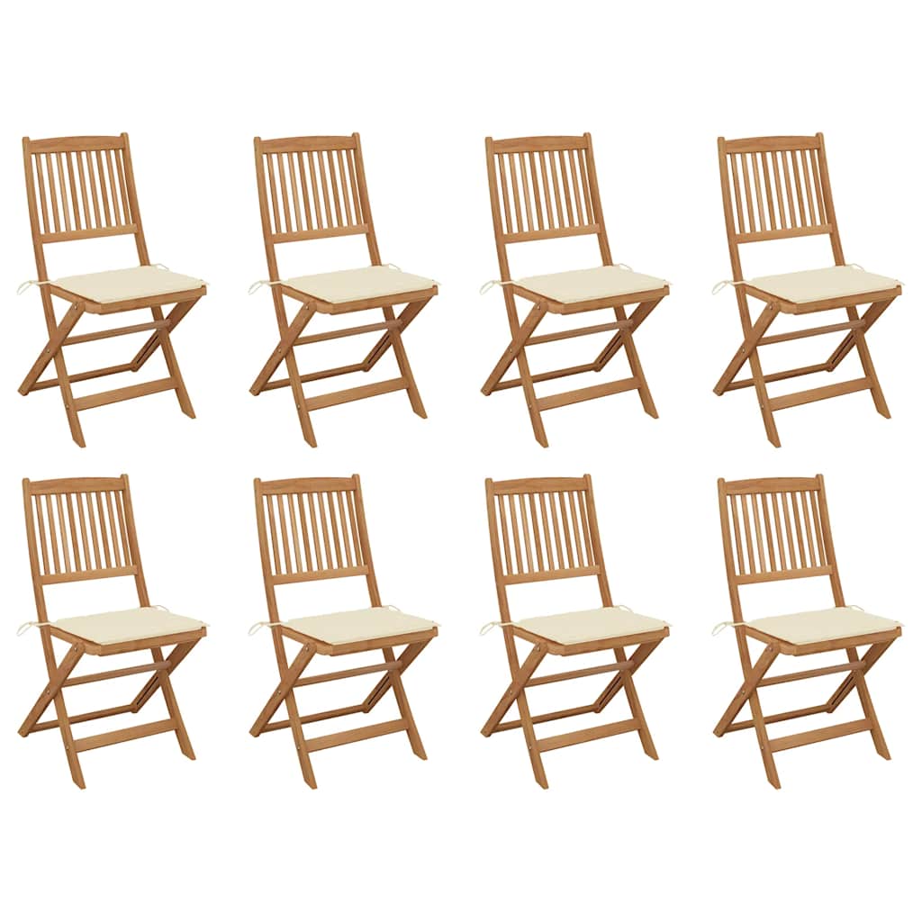 Tuinstoelen 8 st inklapbaar met kussens massief acaciahout is nu te koop bij PeponiXL, paradijselijk wonen!