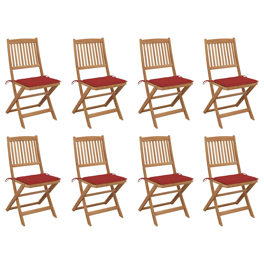 Tuinstoelen 8 st inklapbaar met kussens massief acaciahout is nu te koop bij PeponiXL, paradijselijk wonen!