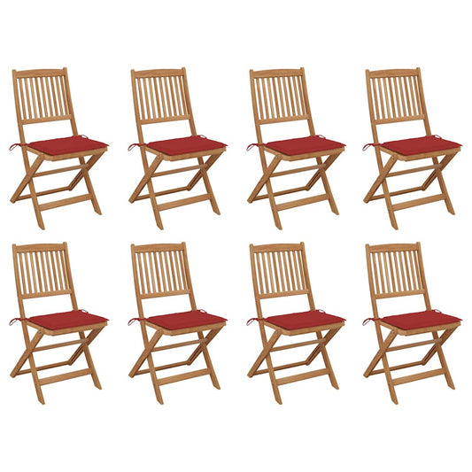 Tuinstoelen 8 st inklapbaar met kussens massief acaciahout is nu te koop bij PeponiXL, paradijselijk wonen!