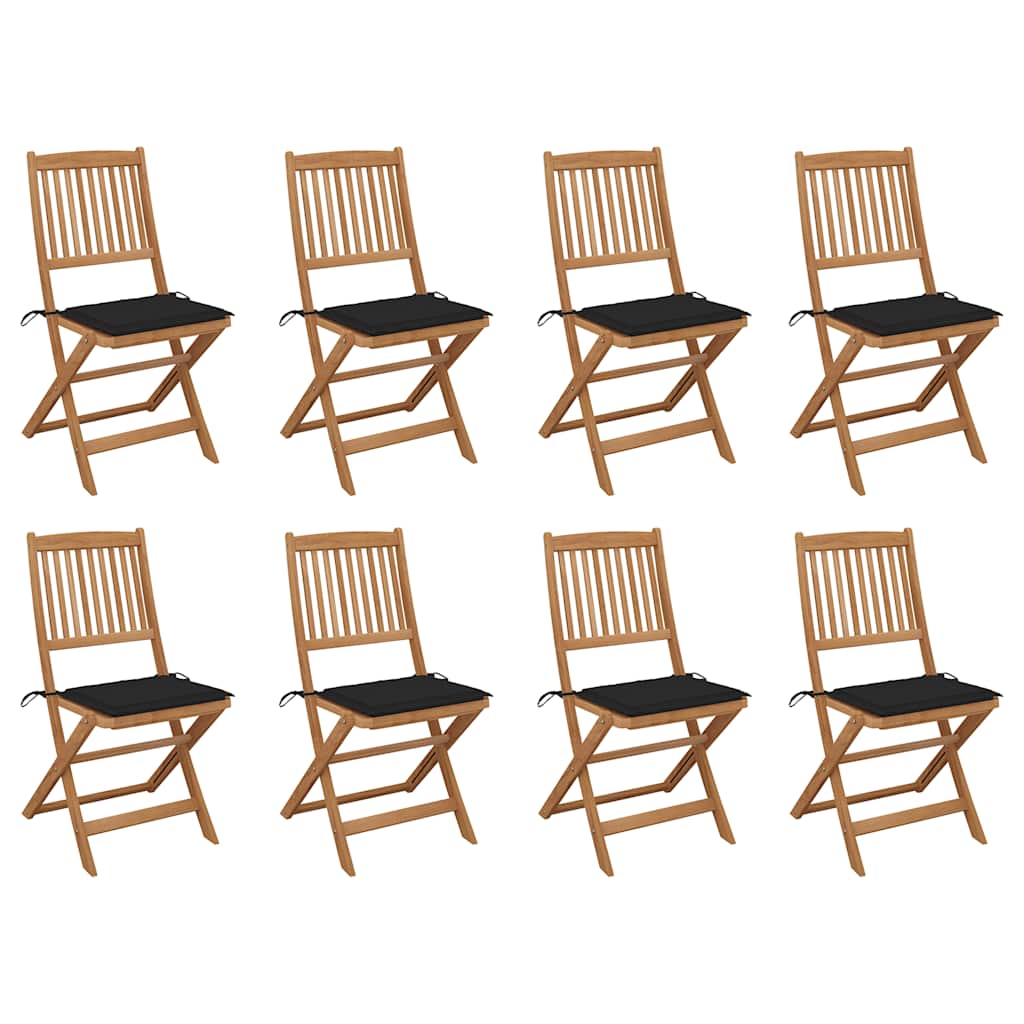 Tuinstoelen 8 st inklapbaar met kussens massief acaciahout is nu te koop bij PeponiXL, paradijselijk wonen!