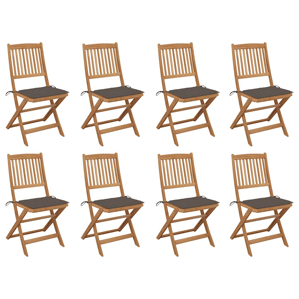 Tuinstoelen 8 st inklapbaar met kussens massief acaciahout is nu te koop bij PeponiXL, paradijselijk wonen!