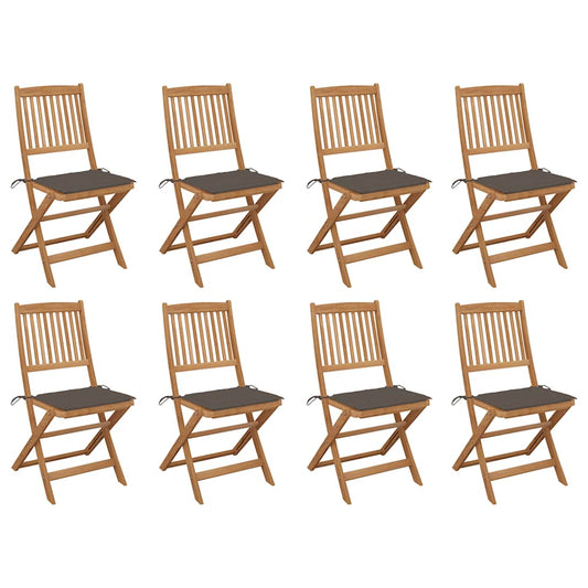 Tuinstoelen 8 st inklapbaar met kussens massief acaciahout is nu te koop bij PeponiXL, paradijselijk wonen!