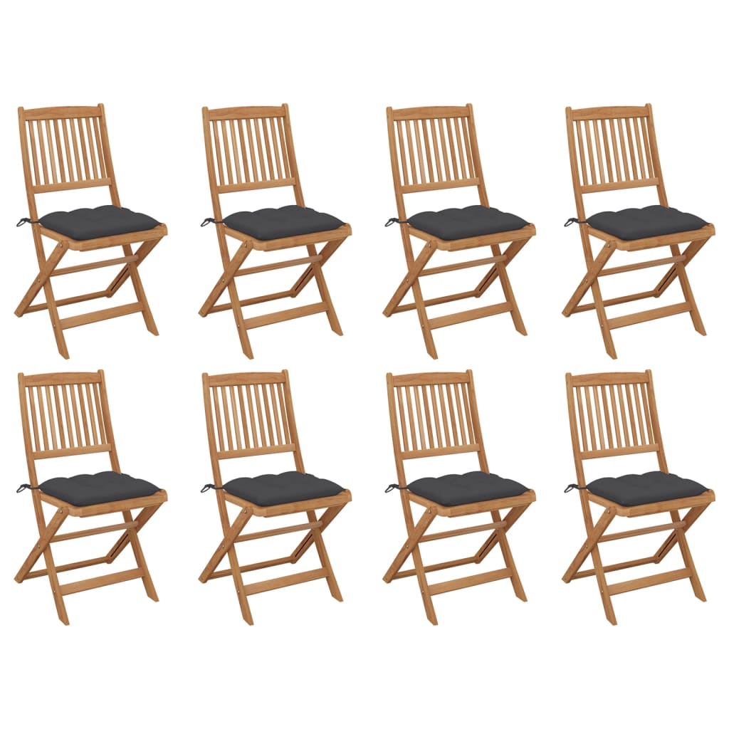 Tuinstoelen 8 st inklapbaar met kussens massief acaciahout is nu te koop bij PeponiXL, paradijselijk wonen!