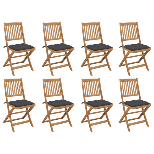 Tuinstoelen 8 st inklapbaar met kussens massief acaciahout is nu te koop bij PeponiXL, paradijselijk wonen!