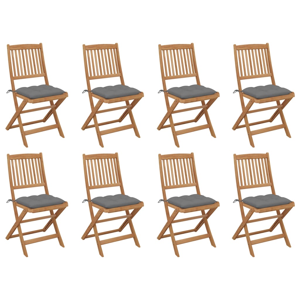 Tuinstoelen 8 st inklapbaar met kussens massief acaciahout is nu te koop bij PeponiXL, paradijselijk wonen!