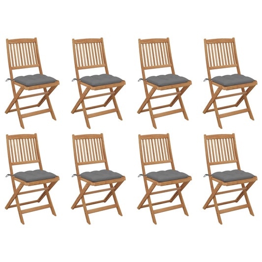 Tuinstoelen 8 st inklapbaar met kussens massief acaciahout is nu te koop bij PeponiXL, paradijselijk wonen!