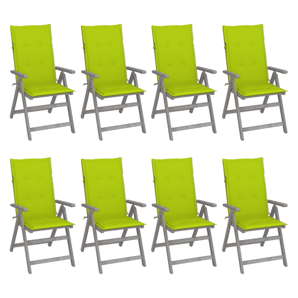 Tuinstoelen 8 st verstelbaar met kussens acaciahout grijs is nu te koop bij PeponiXL, paradijselijk wonen!