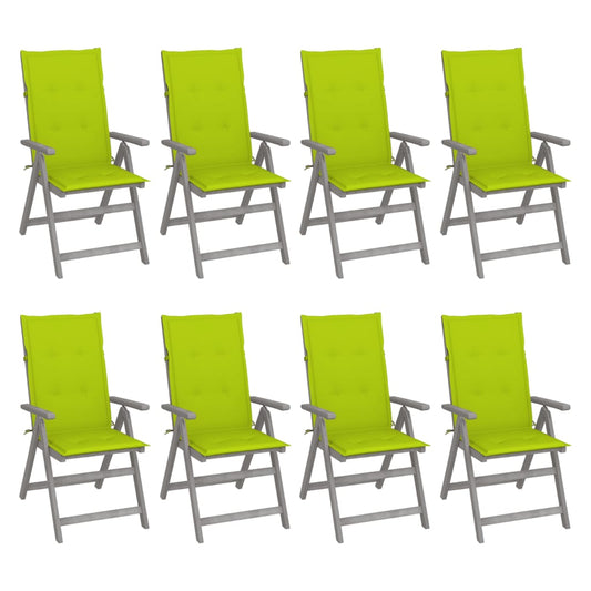 Tuinstoelen 8 st verstelbaar met kussens acaciahout grijs is nu te koop bij PeponiXL, paradijselijk wonen!