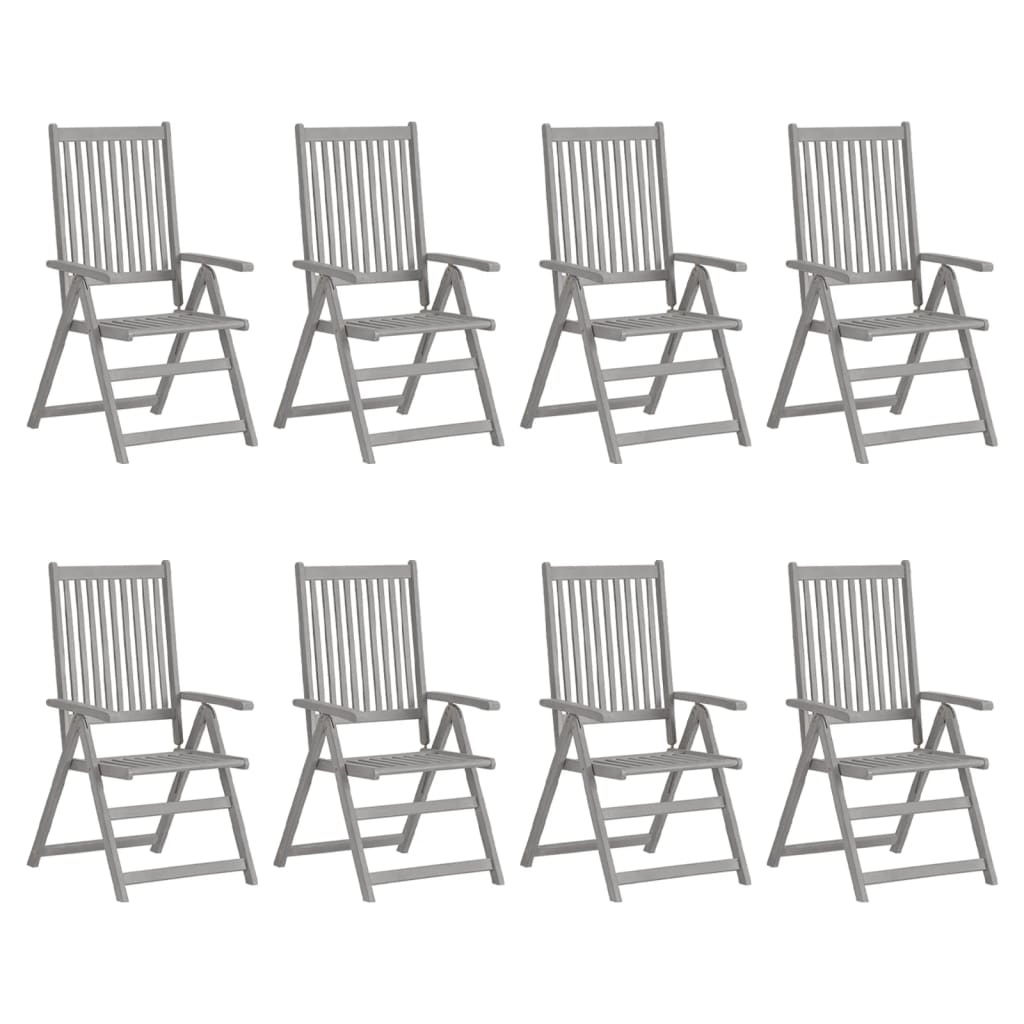 Tuinstoelen 8 st verstelbaar met kussens acaciahout grijs is nu te koop bij PeponiXL, paradijselijk wonen!