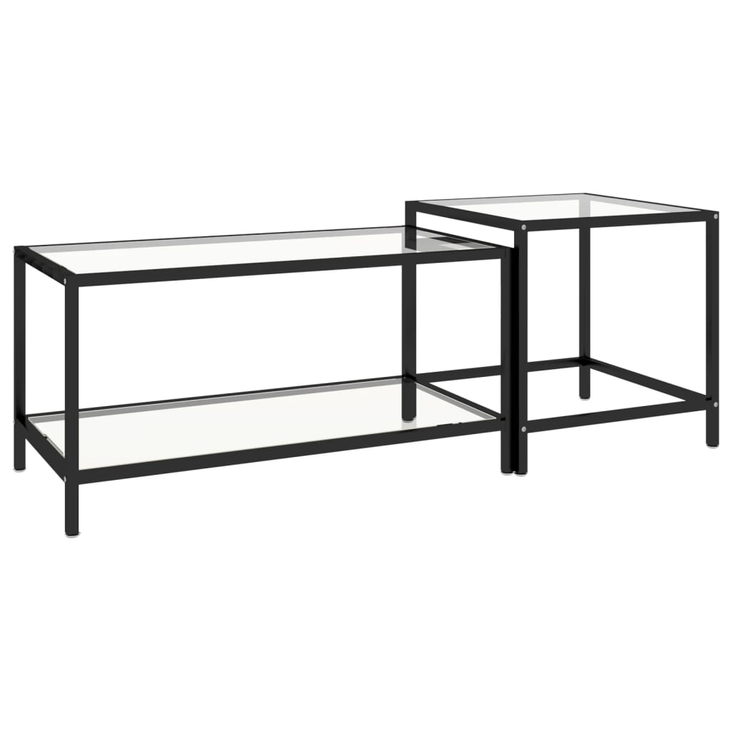 2-delige Salontafelset gehard glas transparant is nu te koop bij PeponiXL, paradijselijk wonen!