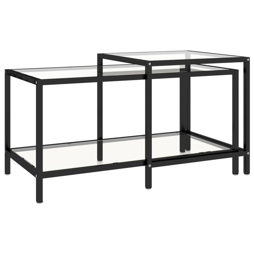 2-delige Salontafelset gehard glas transparant is nu te koop bij PeponiXL, paradijselijk wonen!