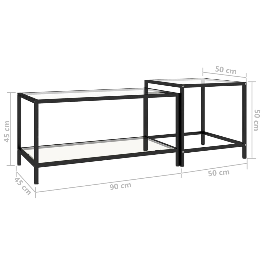 2-delige Salontafelset gehard glas transparant is nu te koop bij PeponiXL, paradijselijk wonen!