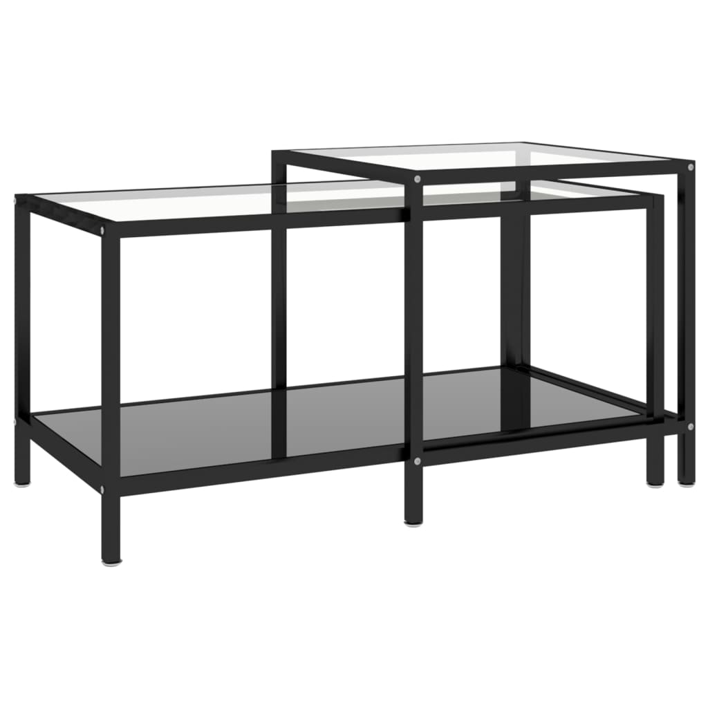 2-delige Salontafelset gehard glas zwart is nu te koop bij PeponiXL, paradijselijk wonen!