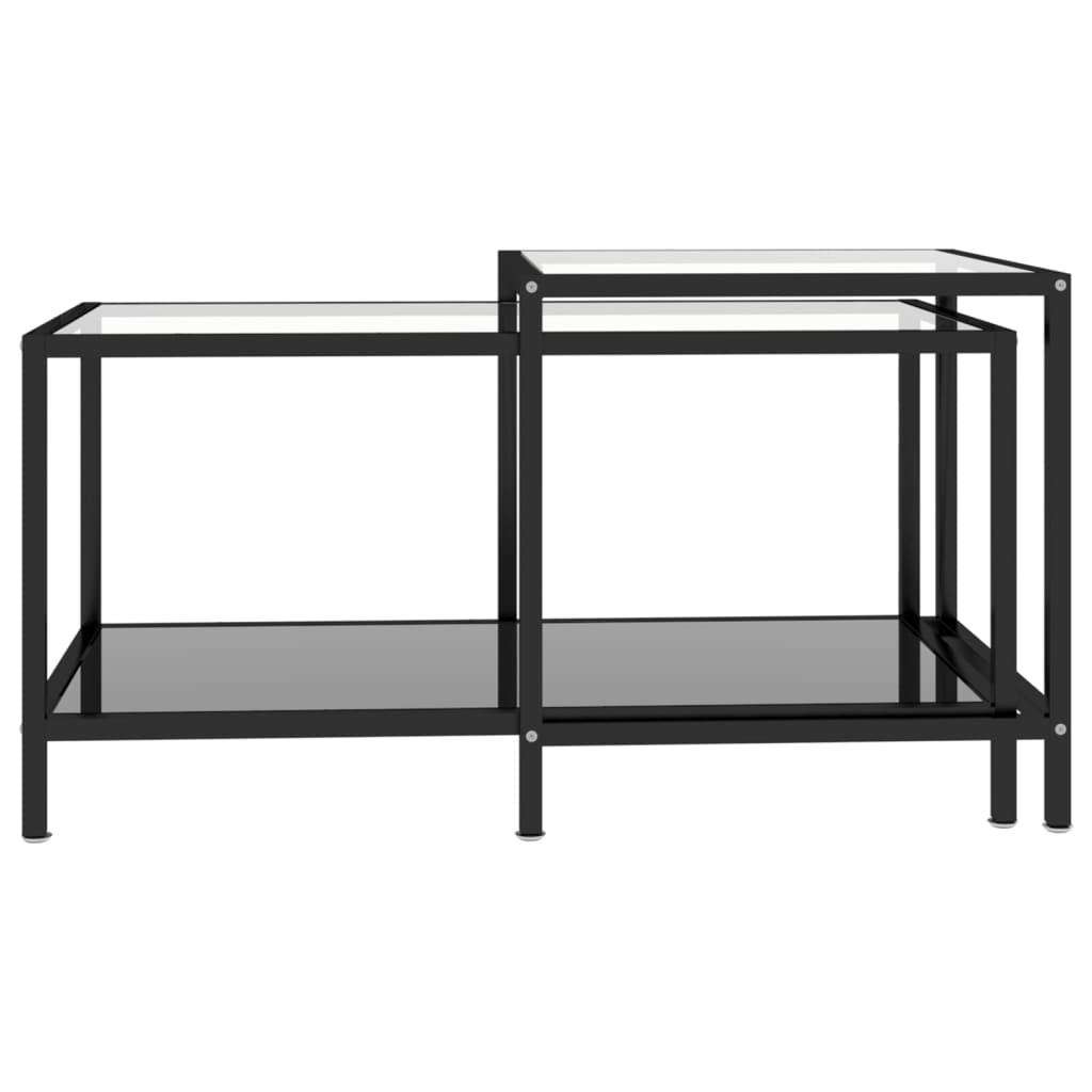 2-delige Salontafelset gehard glas zwart is nu te koop bij PeponiXL, paradijselijk wonen!