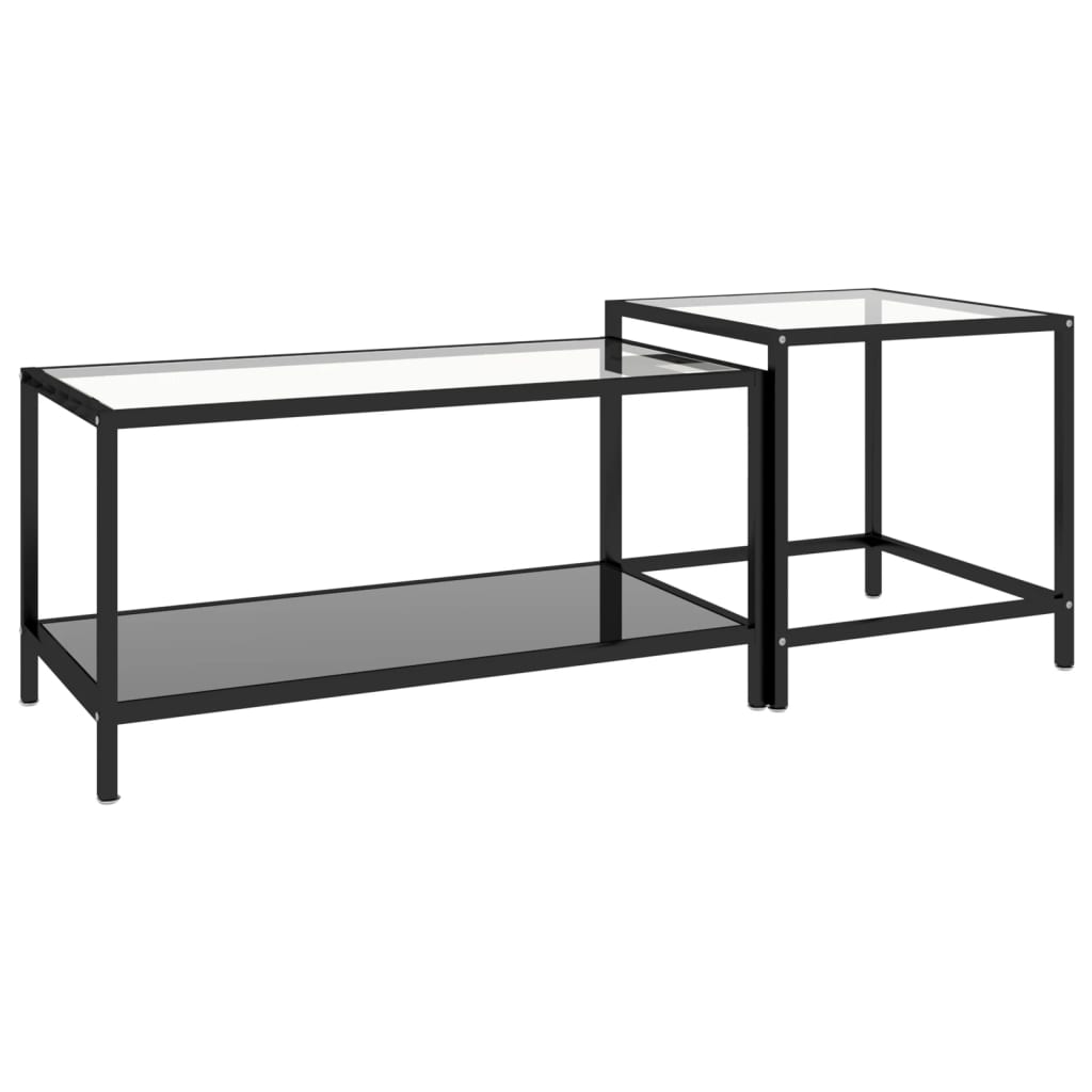 2-delige Salontafelset gehard glas zwart is nu te koop bij PeponiXL, paradijselijk wonen!