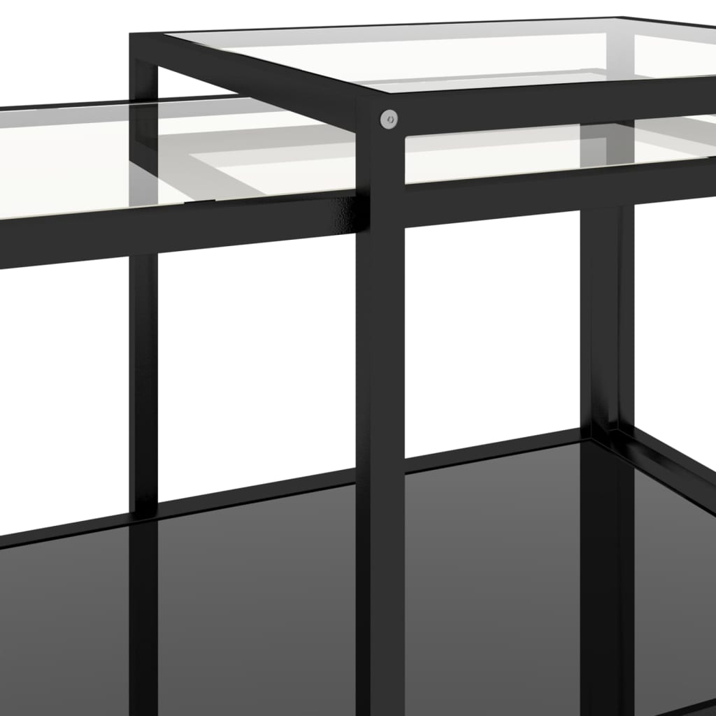 2-delige Salontafelset gehard glas zwart is nu te koop bij PeponiXL, paradijselijk wonen!