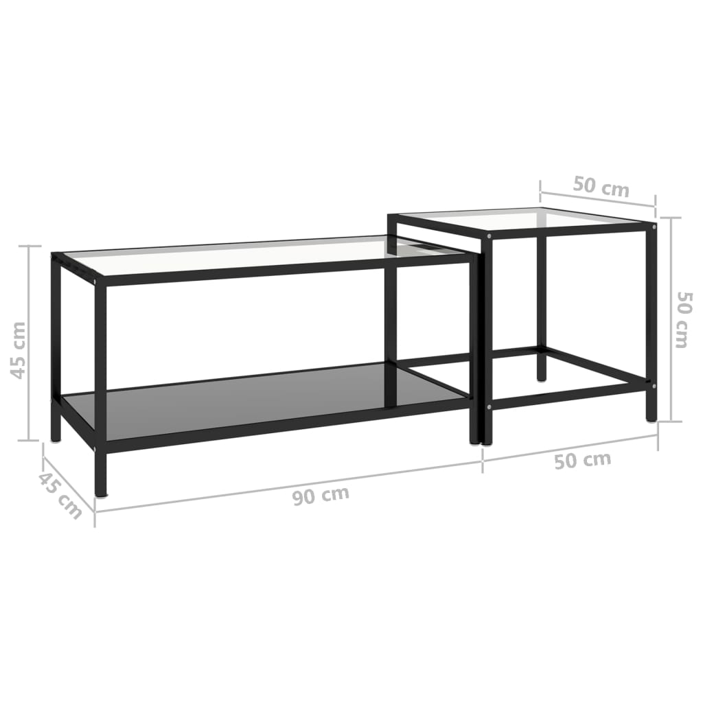 2-delige Salontafelset gehard glas zwart is nu te koop bij PeponiXL, paradijselijk wonen!