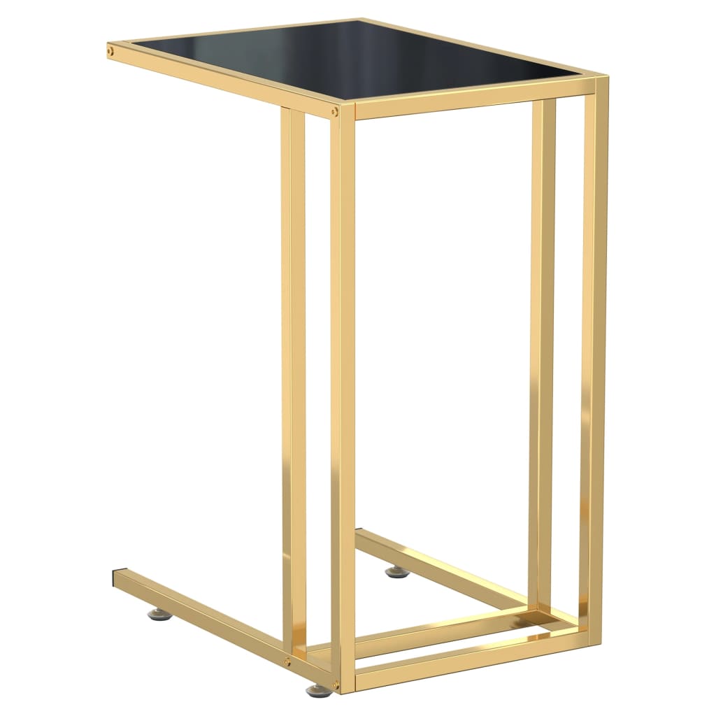 Computer bijzettafel 50x35x65 cm gehard glas zwart is nu te koop bij PeponiXL, paradijselijk wonen!
