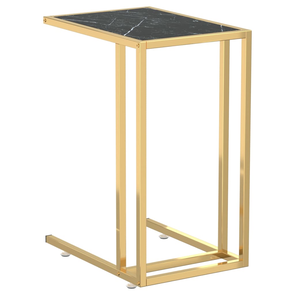 Computer bijzettafel 50x35x65 cm gehard glas zwartmarmerkleurig is nu te koop bij PeponiXL, paradijselijk wonen!