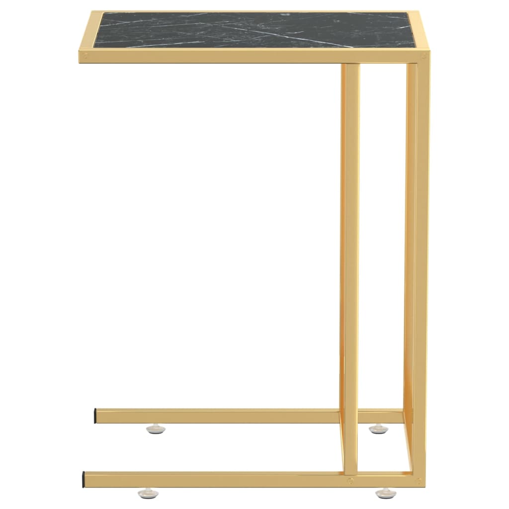 Computer bijzettafel 50x35x65 cm gehard glas zwartmarmerkleurig is nu te koop bij PeponiXL, paradijselijk wonen!