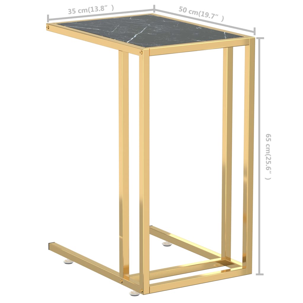 Computer bijzettafel 50x35x65 cm gehard glas zwartmarmerkleurig is nu te koop bij PeponiXL, paradijselijk wonen!