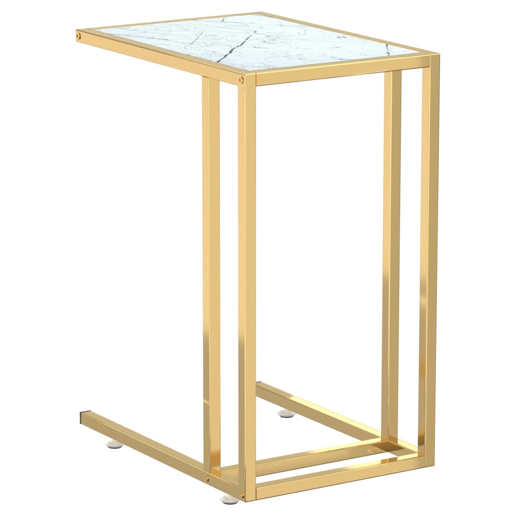 Computer bijzettafel 50x35x65 cm gehard glas witmarmerkleurig is nu te koop bij PeponiXL, paradijselijk wonen!