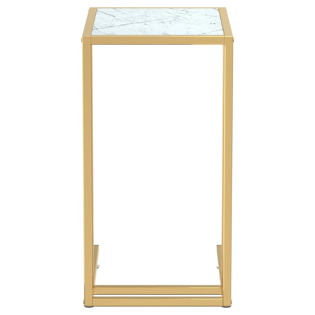 Computer bijzettafel 50x35x65 cm gehard glas witmarmerkleurig is nu te koop bij PeponiXL, paradijselijk wonen!