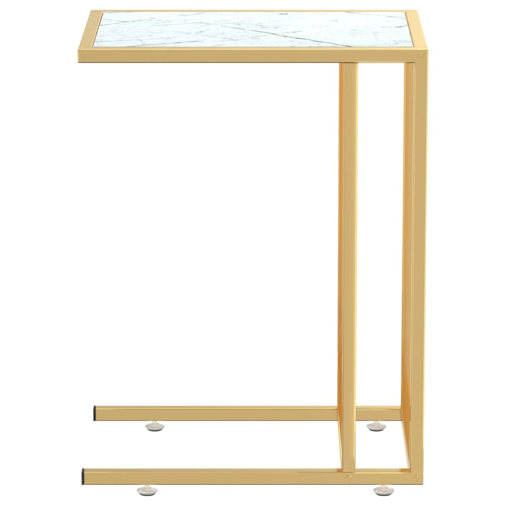 Computer bijzettafel 50x35x65 cm gehard glas witmarmerkleurig is nu te koop bij PeponiXL, paradijselijk wonen!