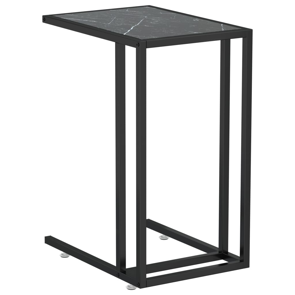 Computer bijzettafel 50x35x65 cm gehard glas zwartmarmerkleurig is nu te koop bij PeponiXL, paradijselijk wonen!