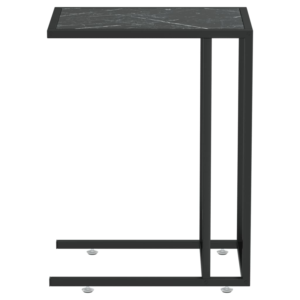 Computer bijzettafel 50x35x65 cm gehard glas zwartmarmerkleurig is nu te koop bij PeponiXL, paradijselijk wonen!