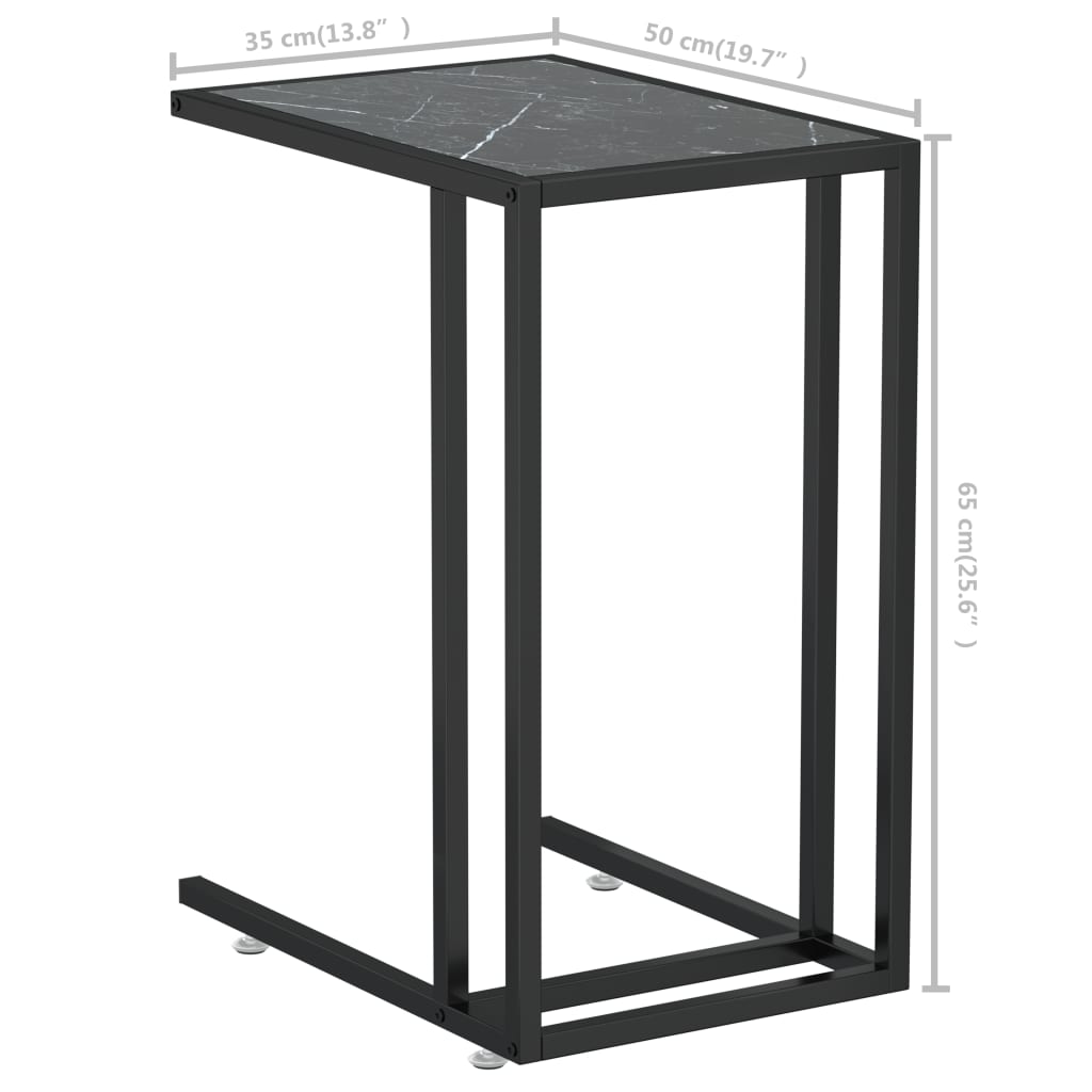 Computer bijzettafel 50x35x65 cm gehard glas zwartmarmerkleurig is nu te koop bij PeponiXL, paradijselijk wonen!