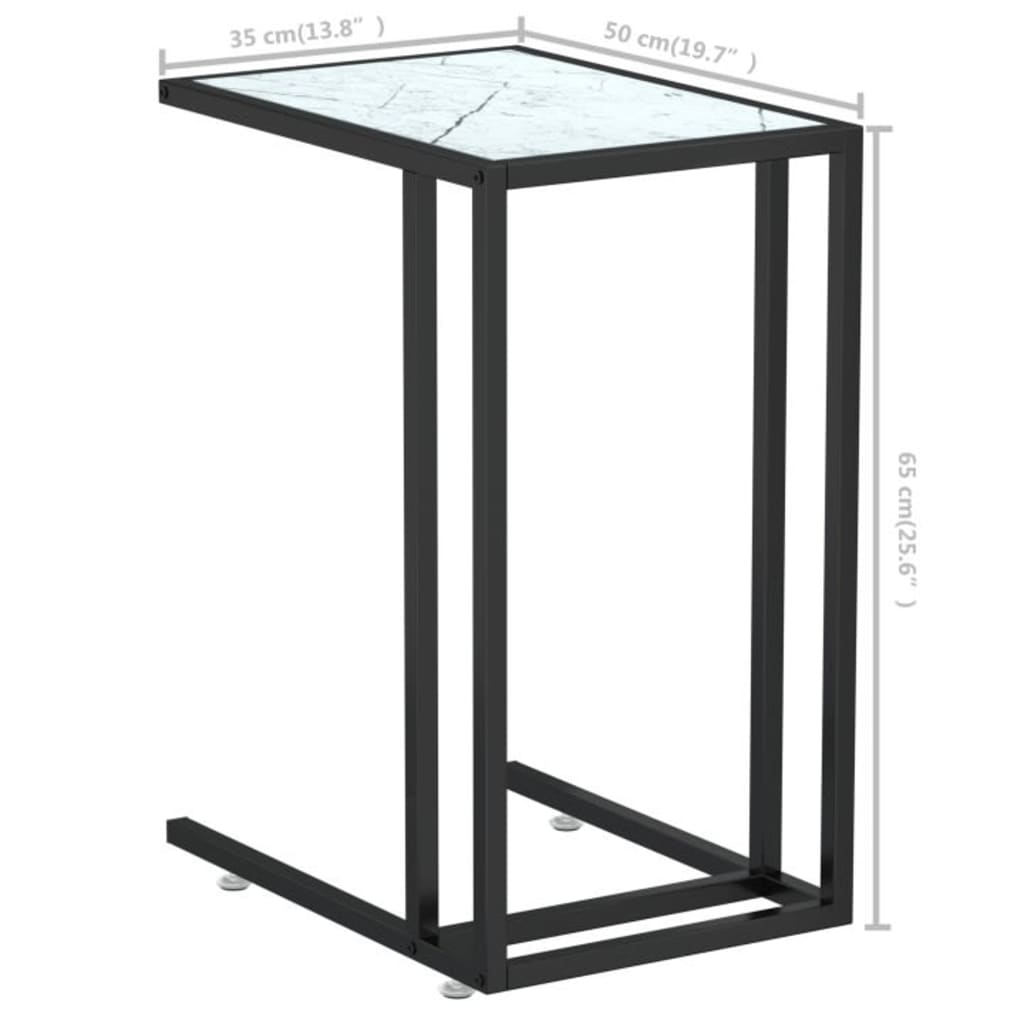 Computer bijzettafel 50x35x65 cm gehard glas witmarmerkleurig is nu te koop bij PeponiXL, paradijselijk wonen!