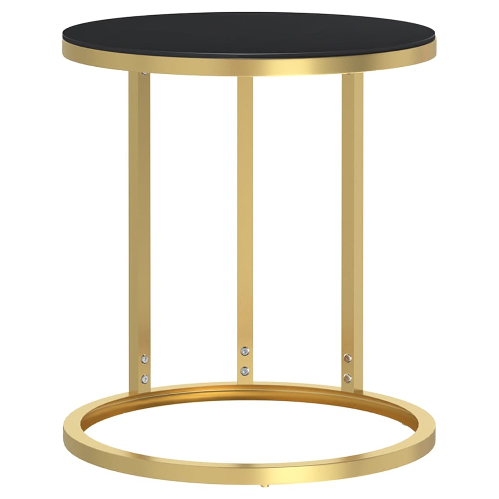 Bijzettafel 45 cm gehard glas goudkleurig en zwart is nu te koop bij PeponiXL, paradijselijk wonen!