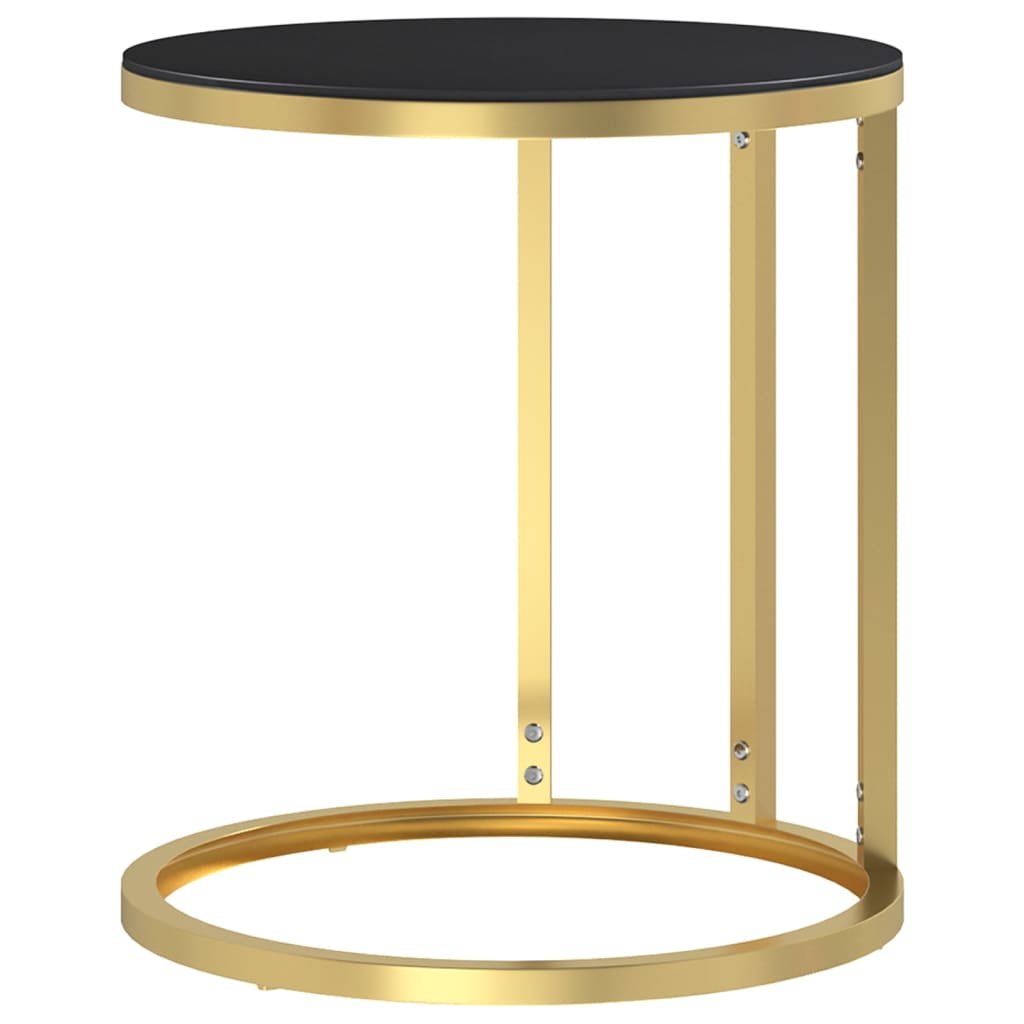 Bijzettafel 45 cm gehard glas goudkleurig en zwart is nu te koop bij PeponiXL, paradijselijk wonen!