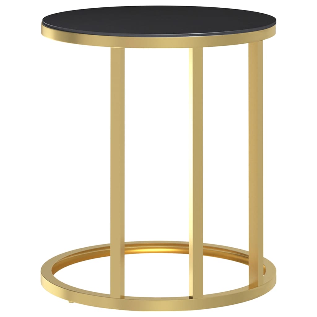 Bijzettafel 45 cm gehard glas goudkleurig en zwart is nu te koop bij PeponiXL, paradijselijk wonen!