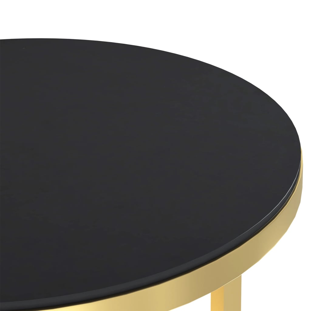 Bijzettafel 45 cm gehard glas goudkleurig en zwart is nu te koop bij PeponiXL, paradijselijk wonen!