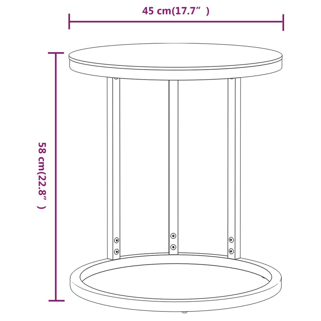Bijzettafel 45 cm gehard glas goudkleurig en zwart is nu te koop bij PeponiXL, paradijselijk wonen!