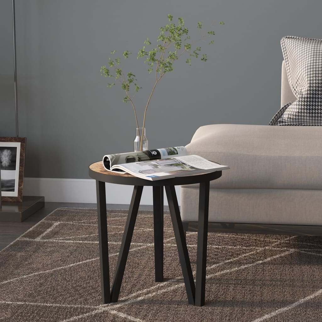 Salontafel Ø35 cm MDF zwart en geel is nu te koop bij PeponiXL, paradijselijk wonen!