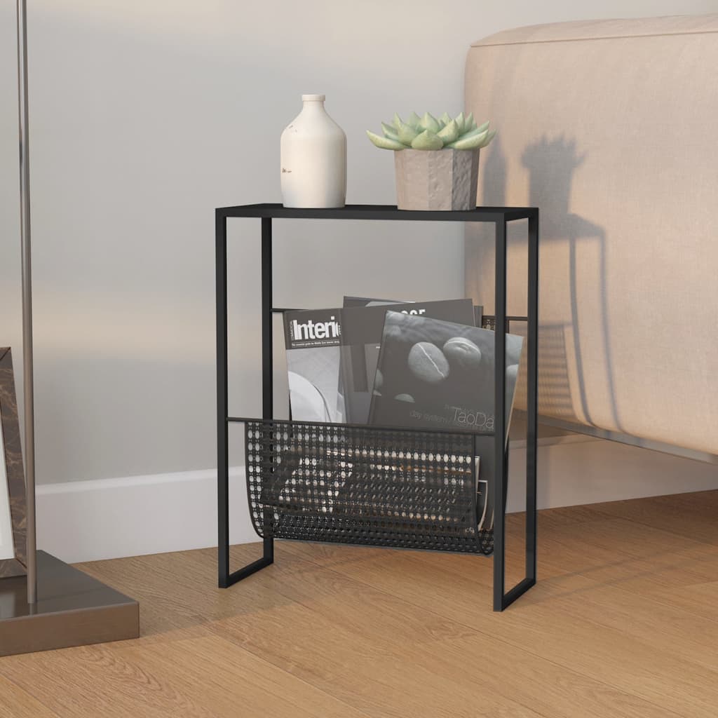 Tijdschriftenrek 35x15x45 cm staal zwart is nu te koop bij PeponiXL, paradijselijk wonen!