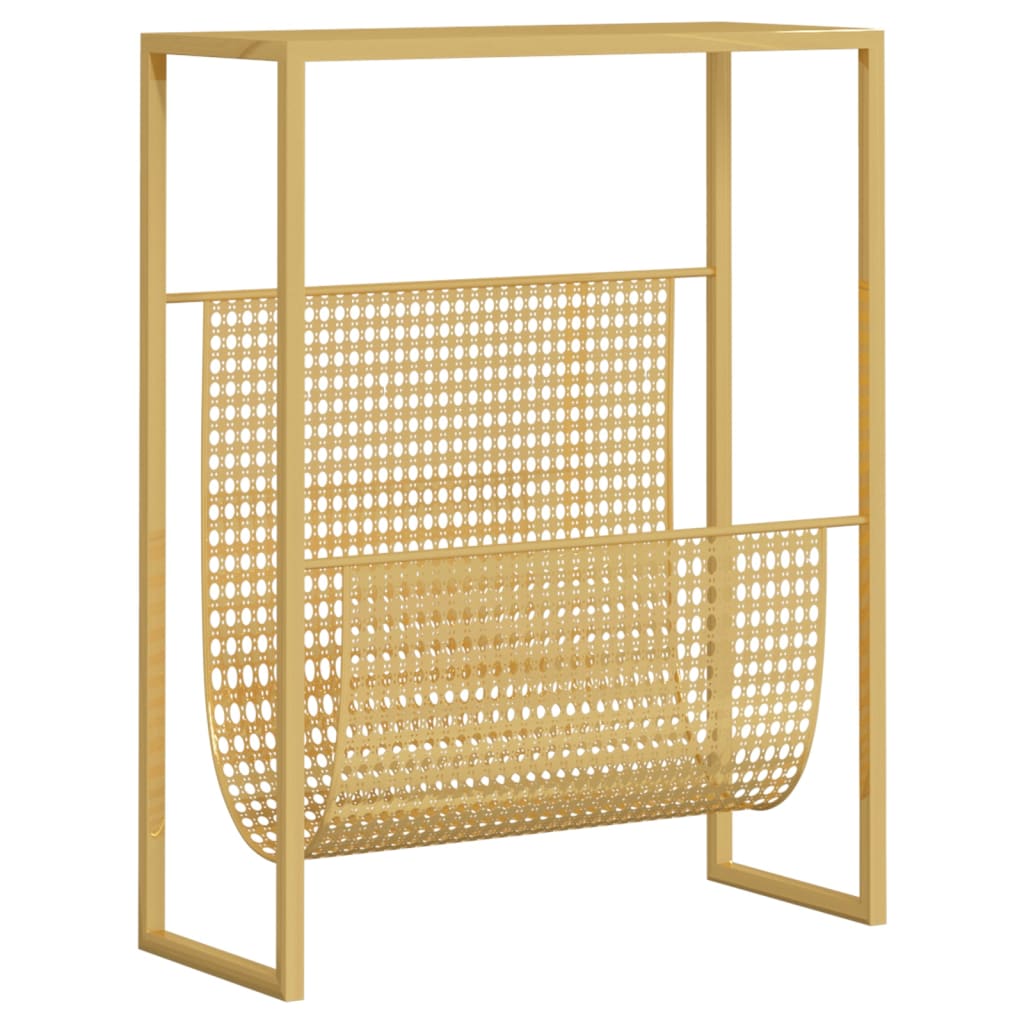 Tijdschriftenrek 35x15x45 cm staal goudkleurig is nu te koop bij PeponiXL, paradijselijk wonen!