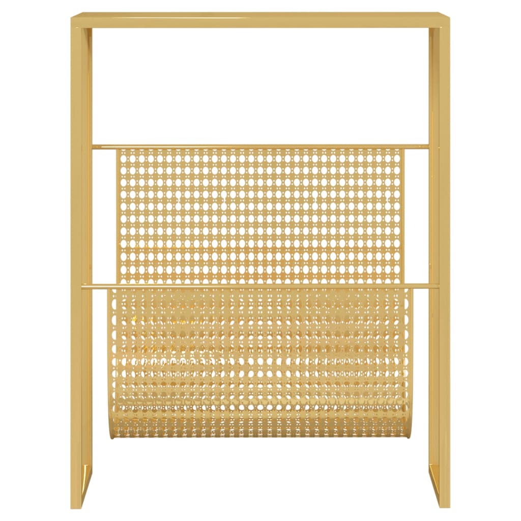 Tijdschriftenrek 35x15x45 cm staal goudkleurig is nu te koop bij PeponiXL, paradijselijk wonen!