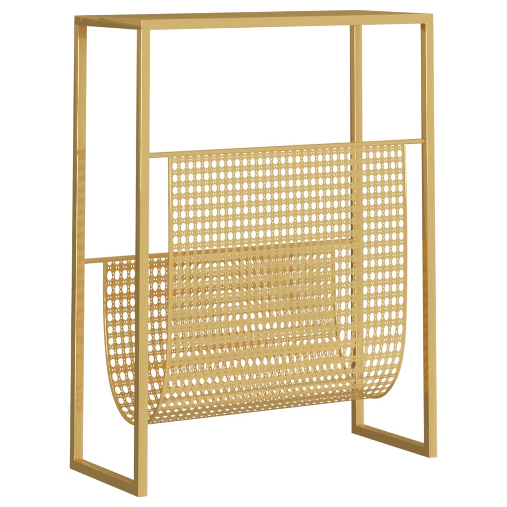 Tijdschriftenrek 35x15x45 cm staal goudkleurig is nu te koop bij PeponiXL, paradijselijk wonen!
