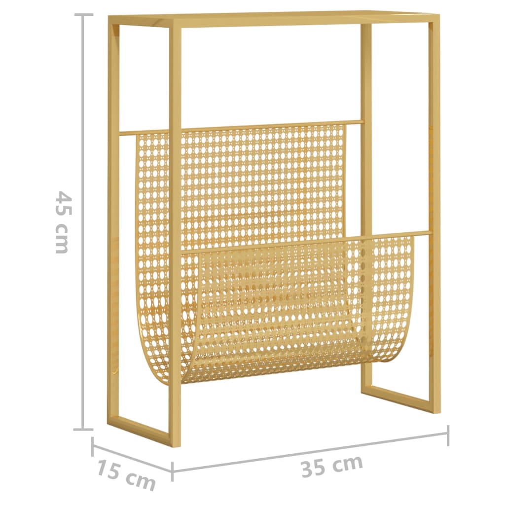 Tijdschriftenrek 35x15x45 cm staal goudkleurig is nu te koop bij PeponiXL, paradijselijk wonen!