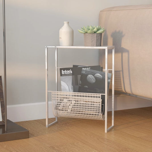 Tijdschriftenrek 35x15x45 cm staal zilverkleurig is nu te koop bij PeponiXL, paradijselijk wonen!