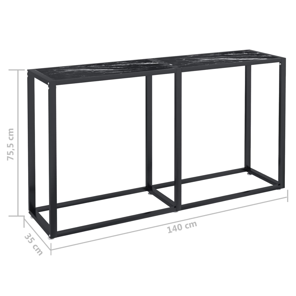 Wandtafel 140x35x75,5 cm gehard glas zwartmarmerkleurig is nu te koop bij PeponiXL, paradijselijk wonen!