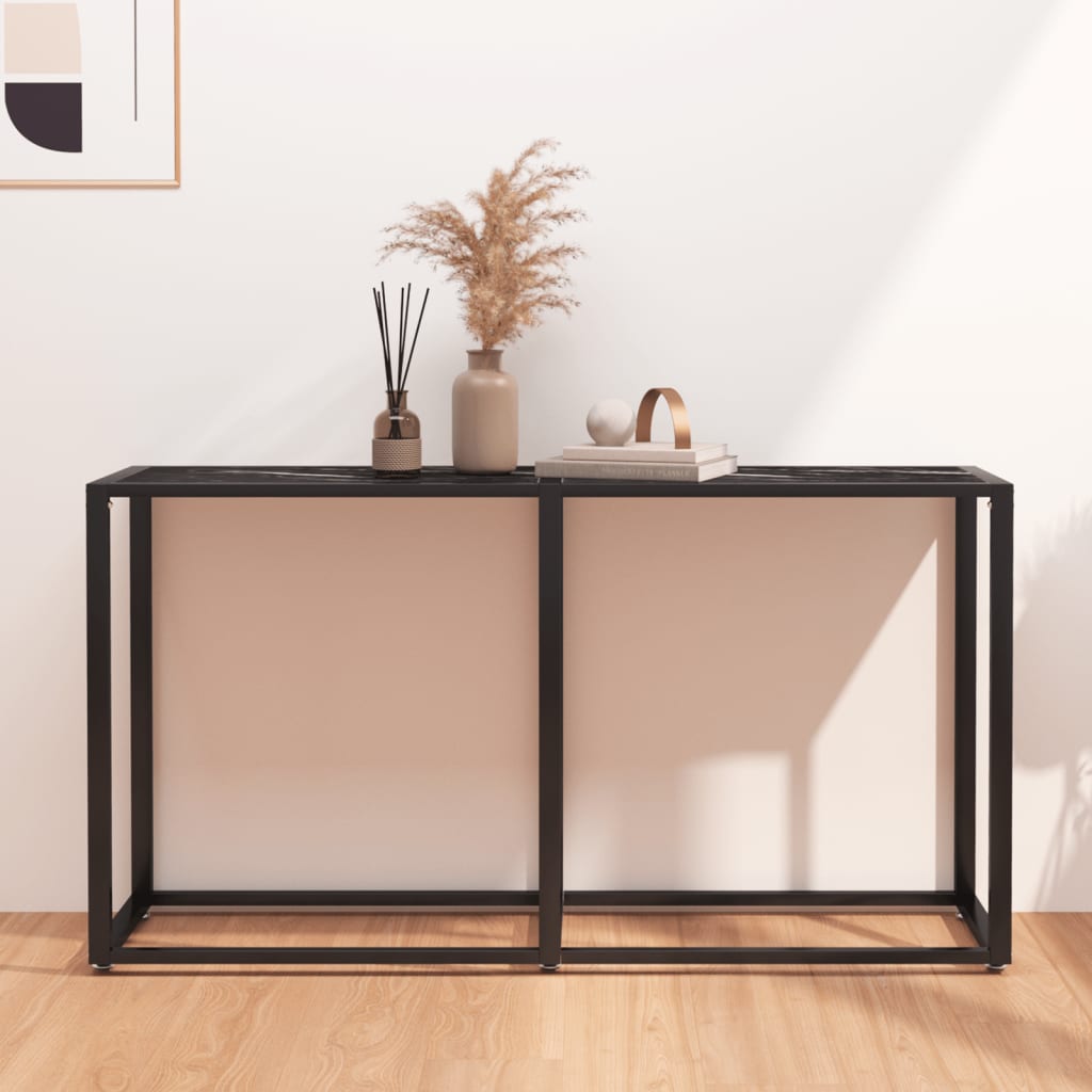 Wandtafel 140x35x75,5 cm gehard glas zwartmarmerkleurig is nu te koop bij PeponiXL, paradijselijk wonen!