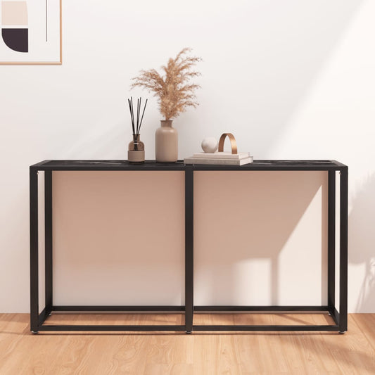 Wandtafel 140x35x75,5 cm gehard glas zwartmarmerkleurig is nu te koop bij PeponiXL, paradijselijk wonen!