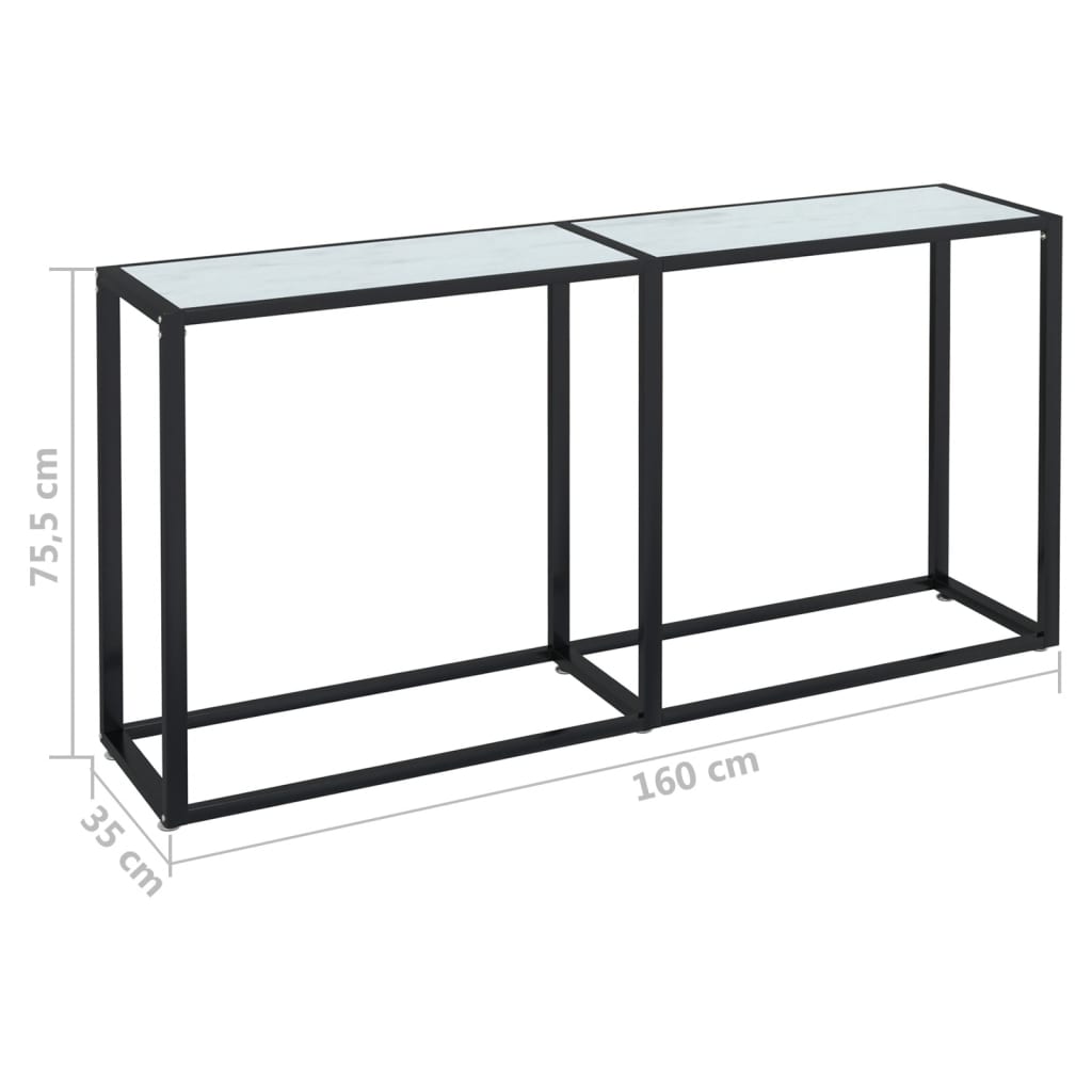 Wandtafel 160x35x75,5 cm gehard glas witmarmerkleurig is nu te koop bij PeponiXL, paradijselijk wonen!
